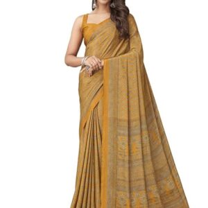 Satrani Paisley Floral Print Silk Blend Yellow Mustard