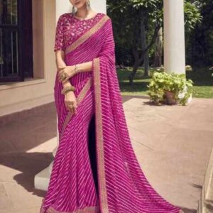 SATRANI Women Leheriya Print Saree with Contrast Border