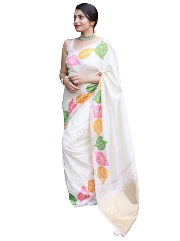 Satrani Women's Silk Jacquard Saree with Unstitched Blouse Piece