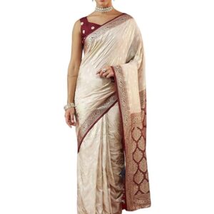 Satrani Women's Silk Weaving Saree with Unstitched Blouse Piece