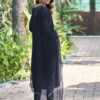 SKYLEE Sequence Embroidery Cotton Straight Kurta with Dupatta – Navy Blue Cotton Blend with Embroidery and Lace