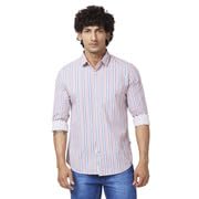Spykar Dusty Pink Cotton Slim Fit Full Sleeve Casual Striped Shirt till 3XL