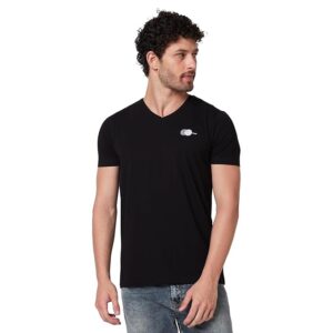 Spykar V Neck Half Sleeves Slim Fit T-Shirt Black
