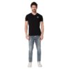 Spykar V Neck Half Sleeves Slim Fit T-Shirt Black