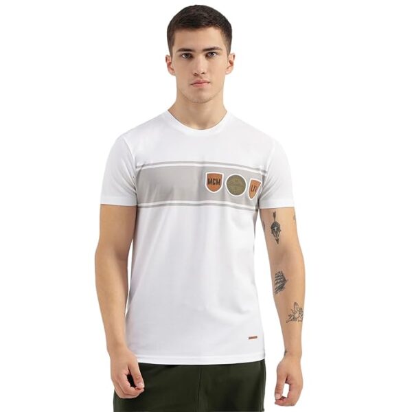 United Colors of Benetton Regular Fit Crew Neck Applique White T-Shirt 2XL