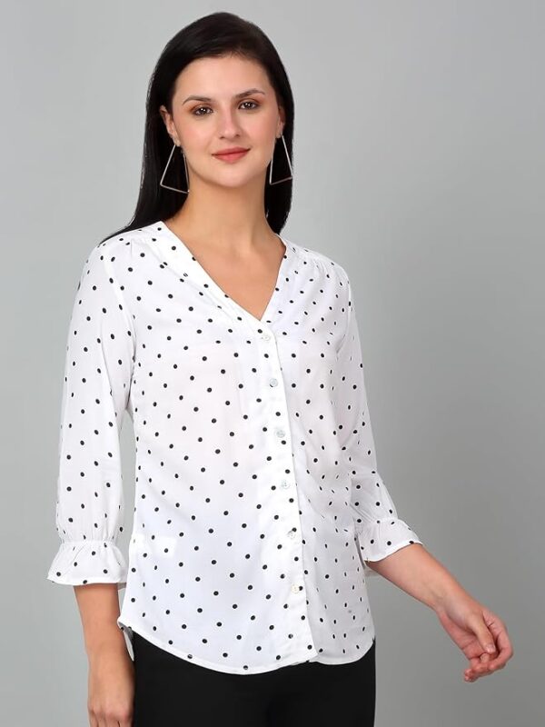 Cantabil Polka-Dot Viscose Rayon 3-4 Sleeve Casual Top for Women