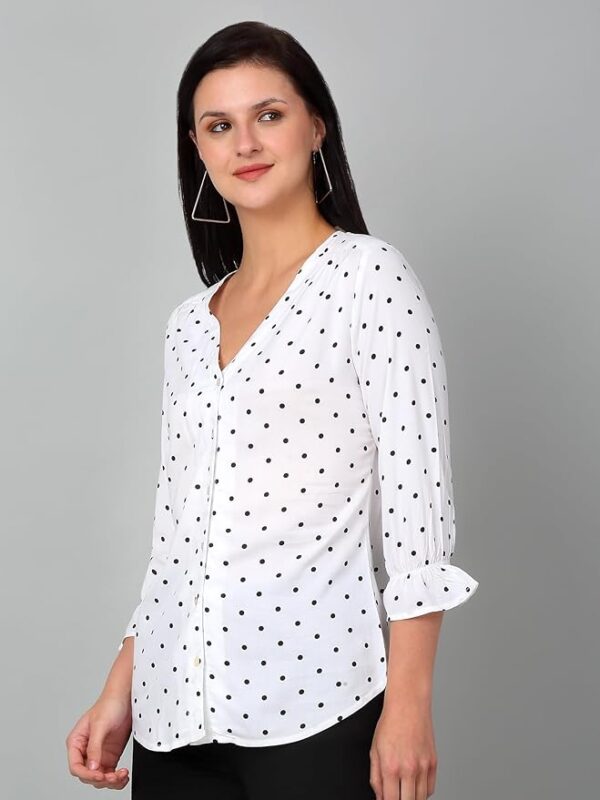 Cantabil Polka-Dot Viscose Rayon 3-4 Sleeve Casual Top for Women