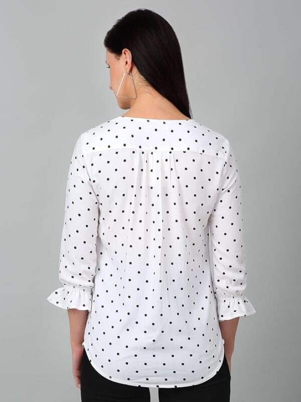 Cantabil Polka-Dot Viscose Rayon 3-4 Sleeve Casual Top for Women