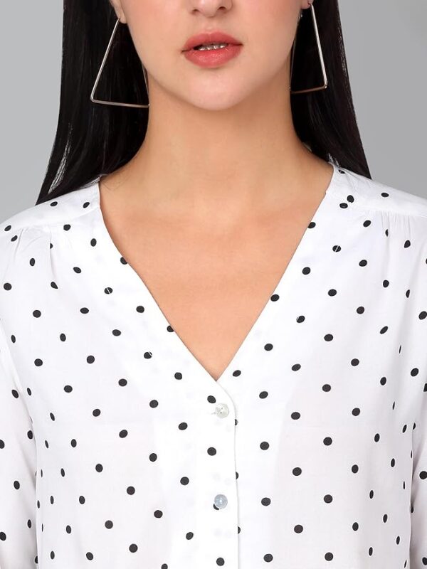 Cantabil Polka-Dot Viscose Rayon 3-4 Sleeve Casual Top for Women