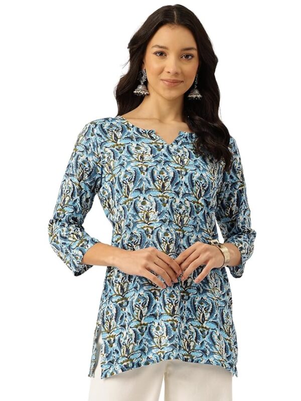 feranoid 3/4 Sleeve Round Neck Vcut Top Grey Colour