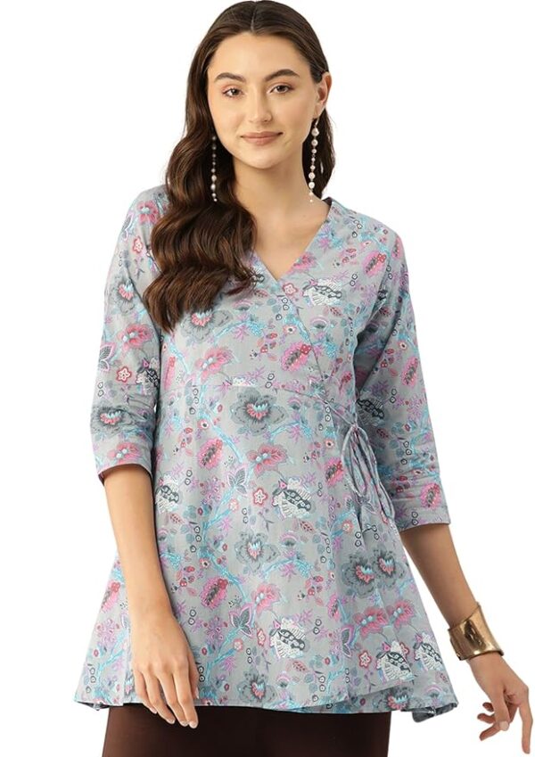 Feranoid Floral Print Angrakha Kurti