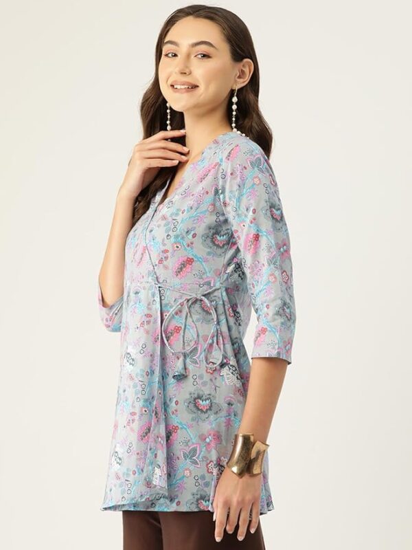Feranoid Floral Print Angrakha Kurti