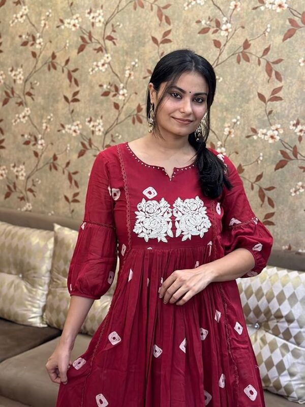 GoSriKi Maroon Rayon Blend Anarkali Printed Kurta with Pant Till 5XL