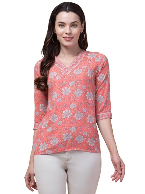 Hive91 Casual Regular Sleeves Floral Print Pink Top