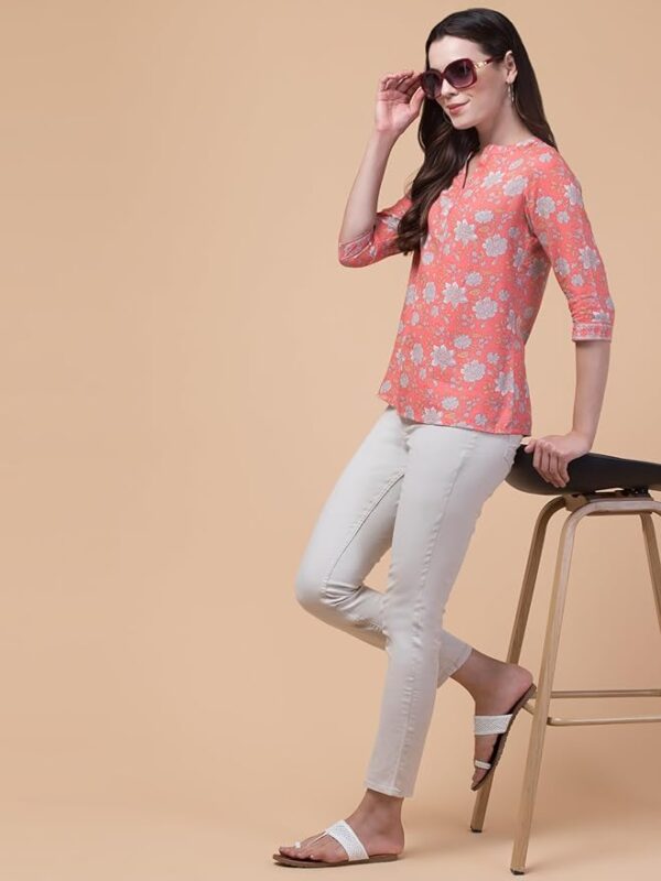 Hive91 Casual Regular Sleeves Floral Print Pink Top