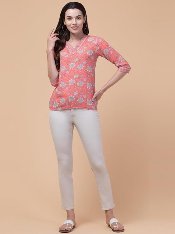 Hive91 Casual Regular Sleeves Floral Print Pink Top