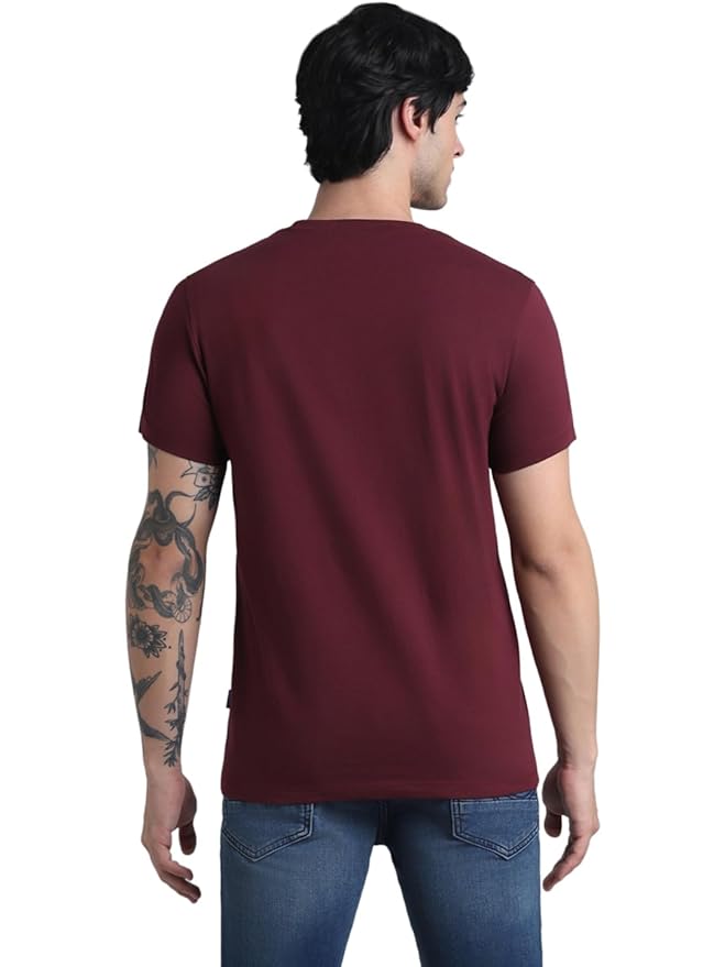 Jack & Jones Maroon Slim Fit Non Stretch T-Shirts till 2XL