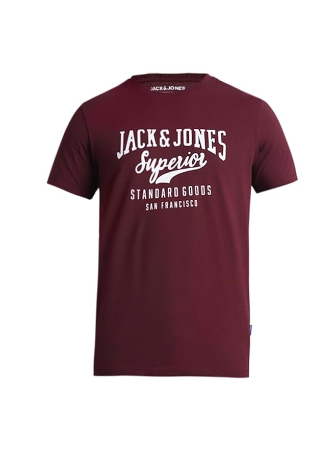 Jack & Jones Maroon Slim Fit Non Stretch T-Shirts till 2XL