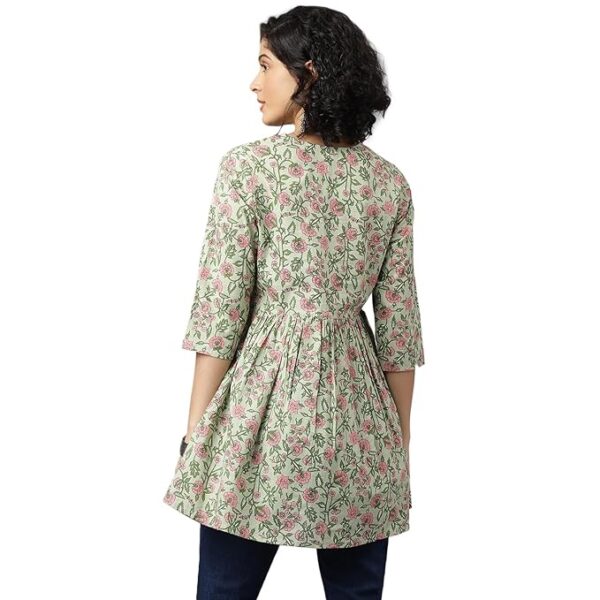 Jaipur Attire Casual Regular Sleeves Printed Women Green Top