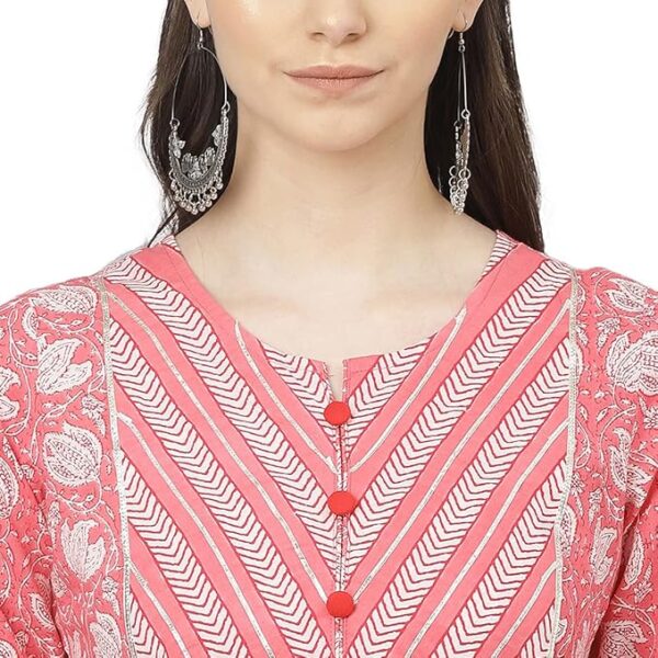 JAIPURATTIRE Women 3 Piece Pink Floral Printed Kurta Pants And Dupatta