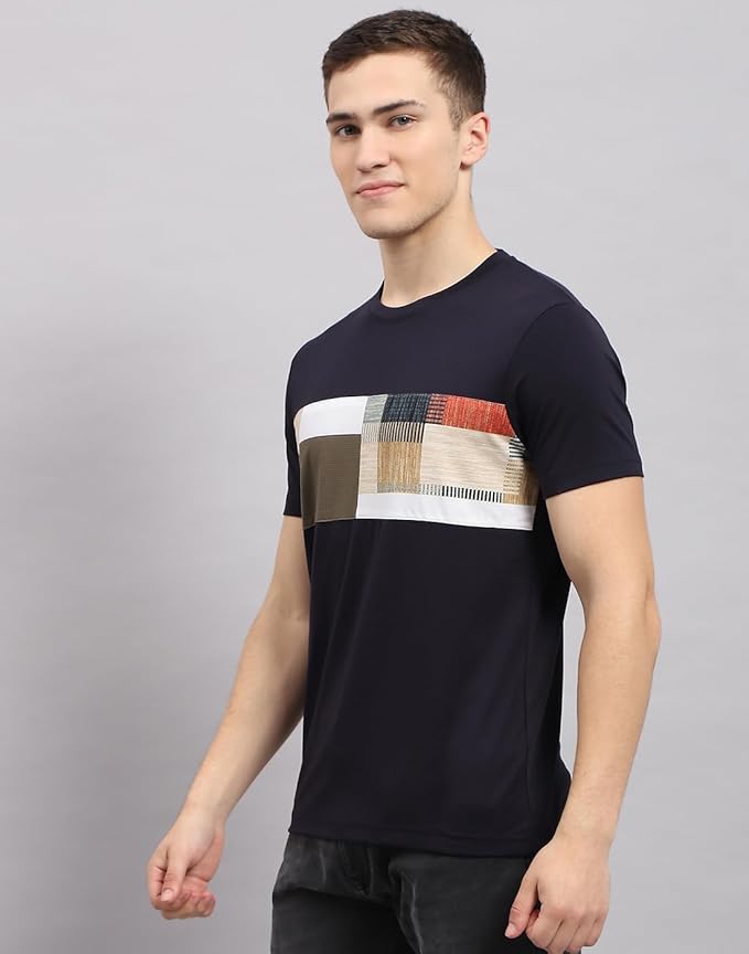 Monte Carlo Abstract Printed Round Neck Cotton T-shirt Till 5XL