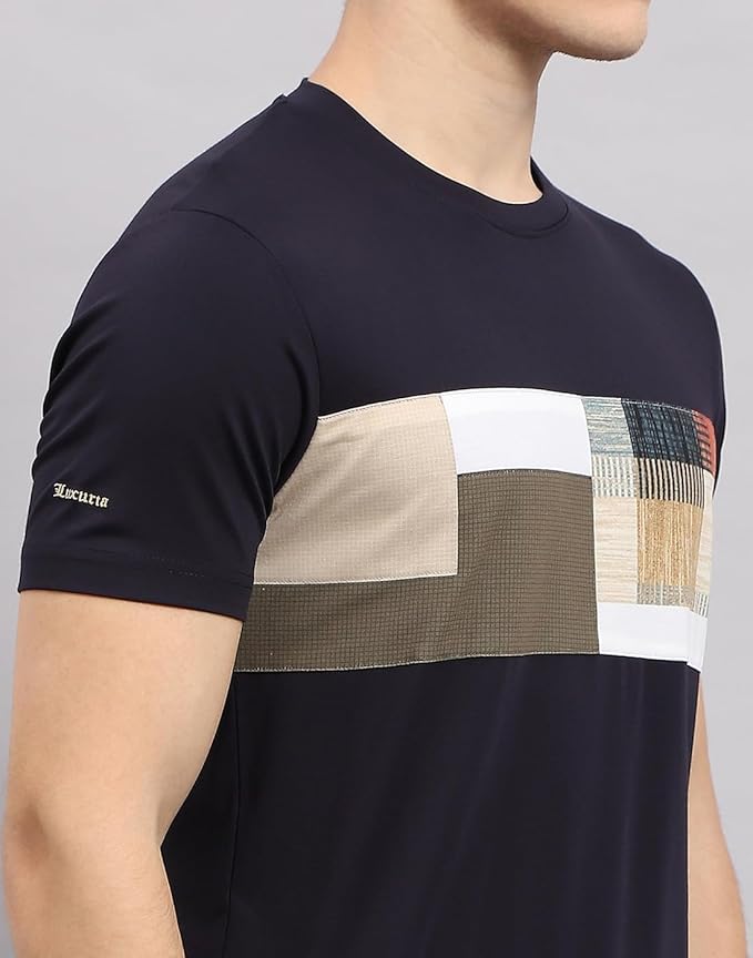 Monte Carlo Abstract Printed Round Neck Cotton T-shirt Till 5XL