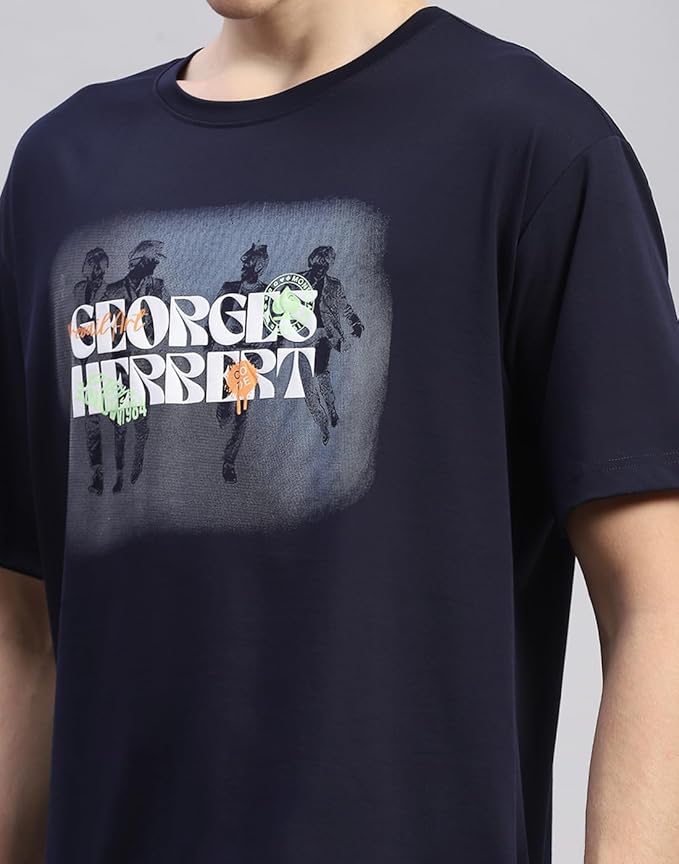 Monte Carlo Mens Printed Round Neck Half Sleeve Till 5XL