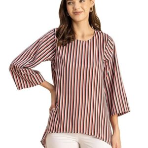 Moomaya Women Free Fit Polyester Stripes Multi-Color Top Till 3XL