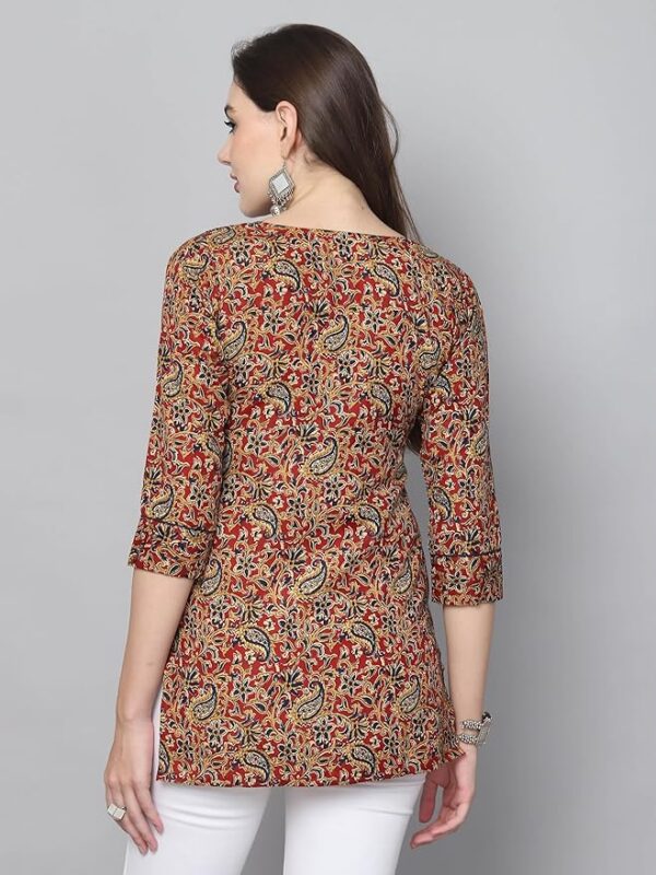 Rajnandini Cotton Blend Floral Printed Tunic Maroon & Blue