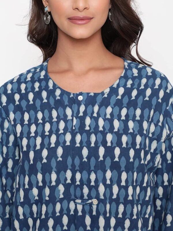 SAVI Indigo Block Printed High-Low Tunic