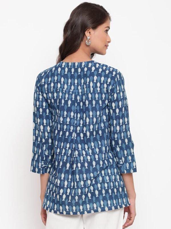 SAVI Indigo Block Printed High-Low Tunic