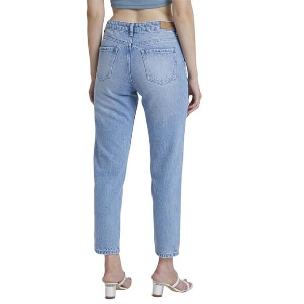 Spykar Light Blue Cotton Mom Fit Ankle Length Clean Look Jeans