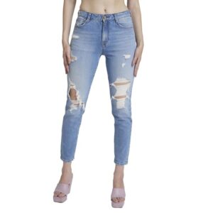 SPYKAR Mom Fit Mildly Distressed Light Fade Stretchable Jeans
