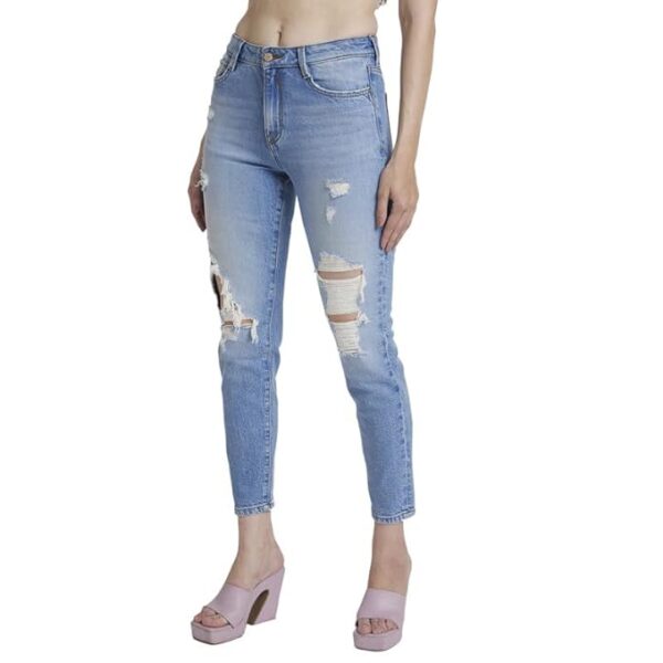 SPYKAR Mom Fit Mildly Distressed Light Fade Stretchable Jeans