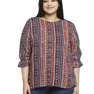 Style Quotient Multi Floral Polyester Casual Top 2XL-5XL