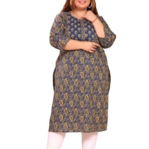 Swasti Plus Size Floral Printed Round Neck Cotton Straight Kurta Till 8XL