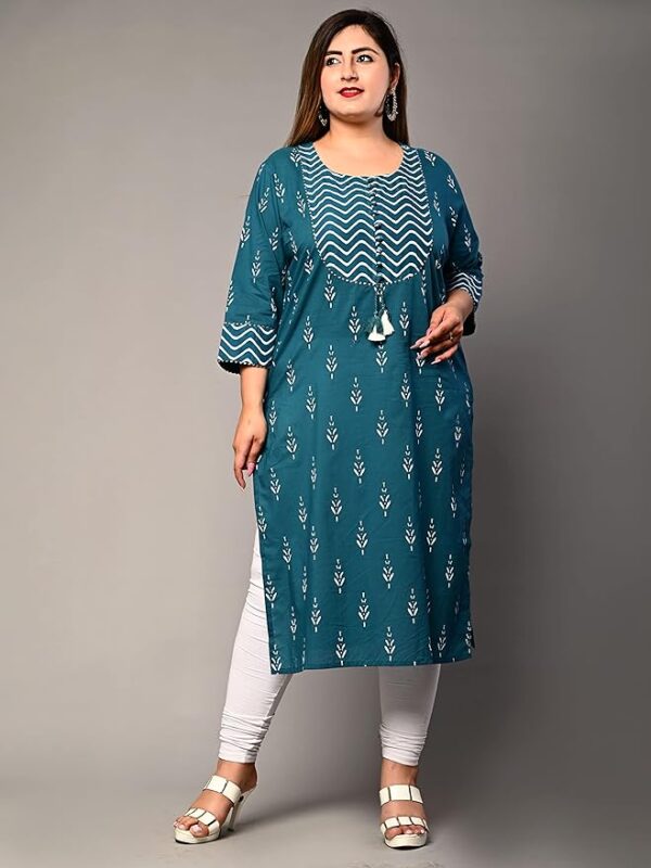 Swasti Women Printed Pure Cotton Straight Kurta Blue Till 8XL