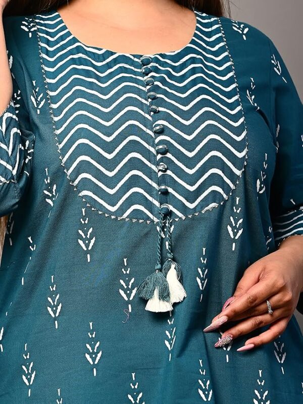 Swasti Women Printed Pure Cotton Straight Kurta Blue Till 8XL