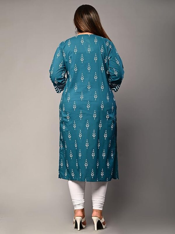 Swasti Women Printed Pure Cotton Straight Kurta Blue Till 8XL