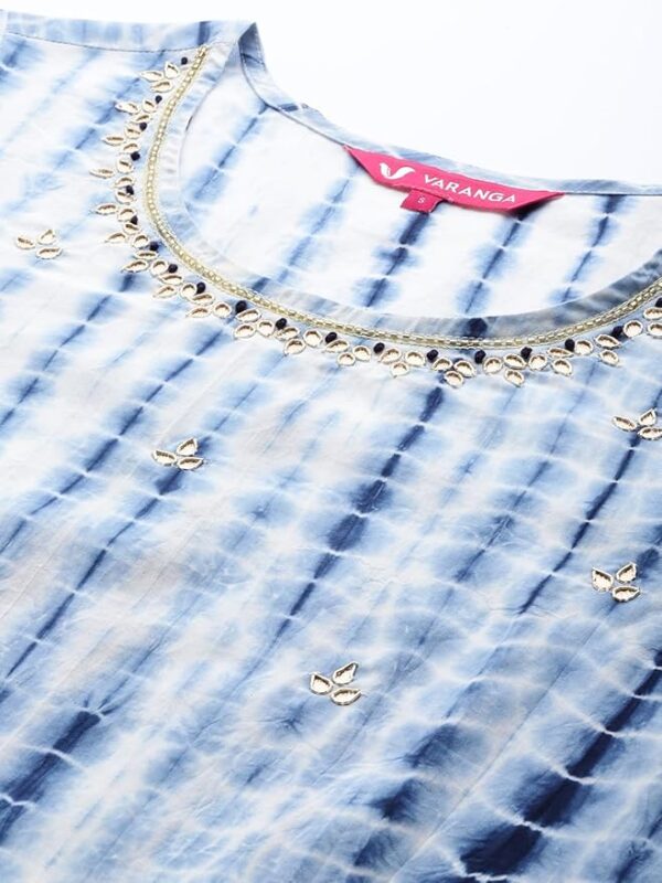 VARANGA Straight Kurta With Round Neck Blue Solid Palazzo And Dupatta