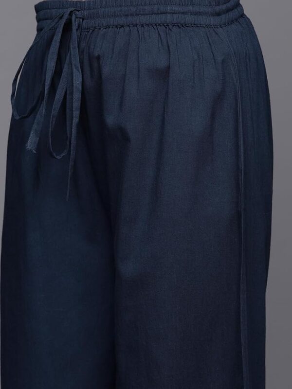 VARANGA Straight Kurta With Round Neck Blue Solid Palazzo And Dupatta